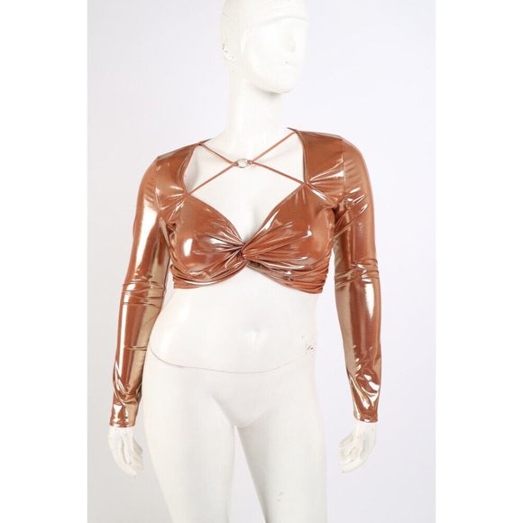 Women's Sexy Foiled Fabric Knotted Detailed Maxi Skirt 2 Piece Set Plus Curvy - Picture 8 of 14